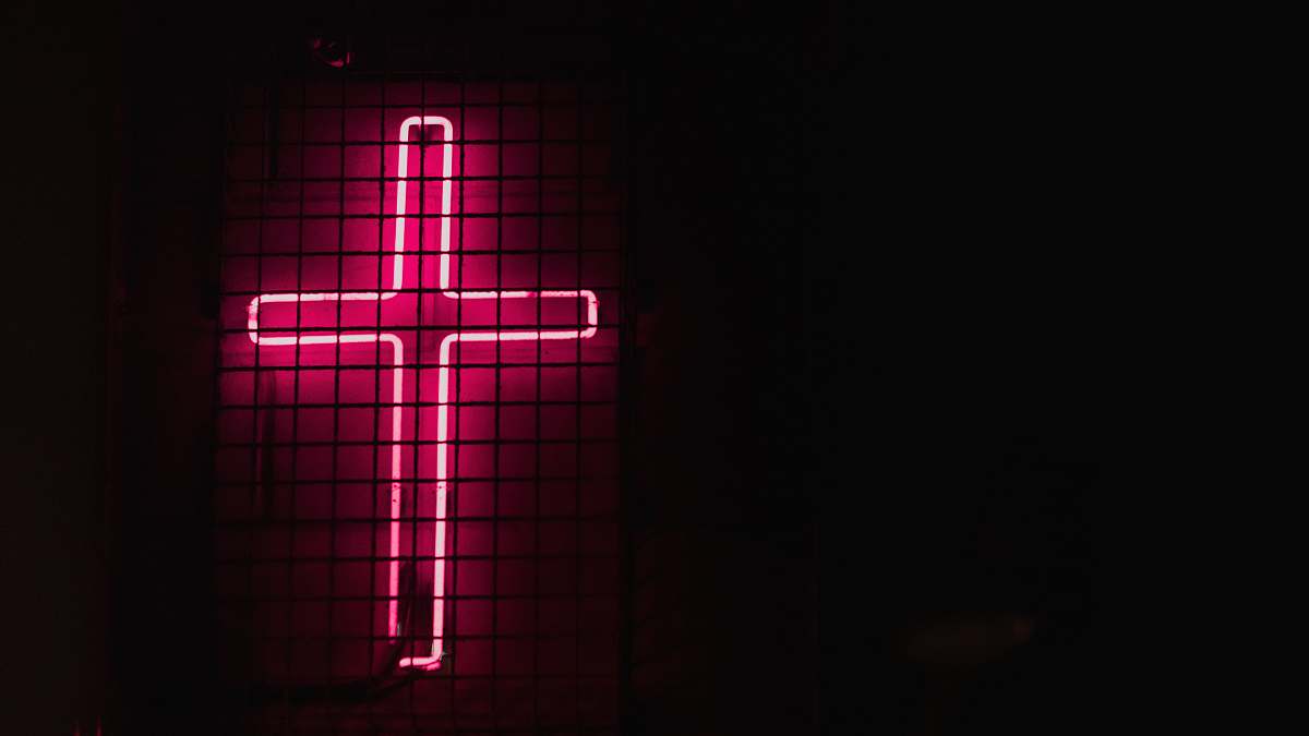 neon pink cross neon signage liverpool